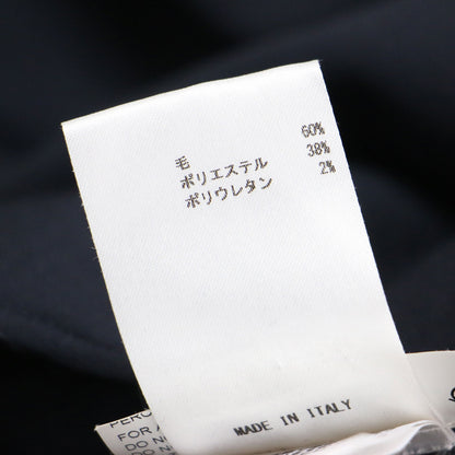 ウール 半袖 シャツワンピース / ミディ丈 襟付き Aライン 5分袖 ポケット