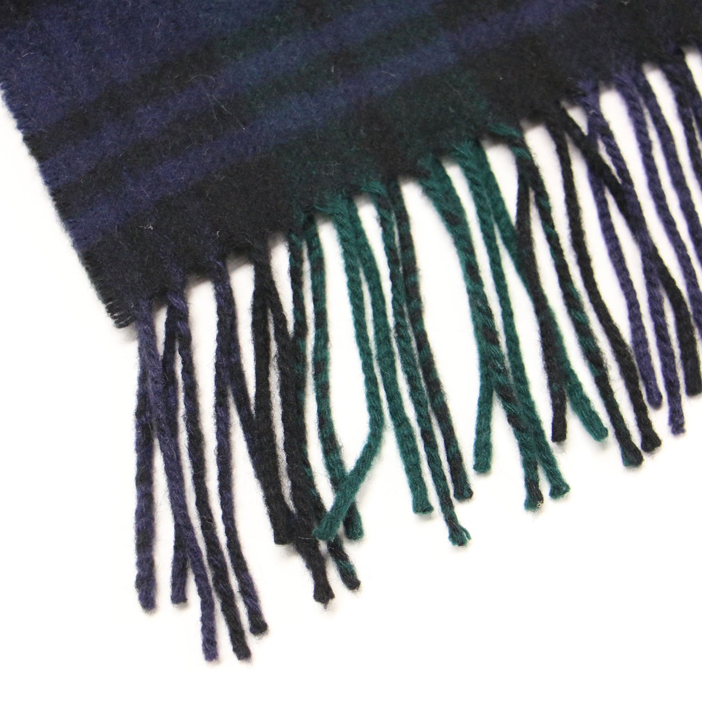 カシミヤ チェック マフラー / フリンジ タータンチェック ブラックウォッチ