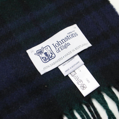 カシミヤ チェック マフラー / フリンジ タータンチェック ブラックウォッチ