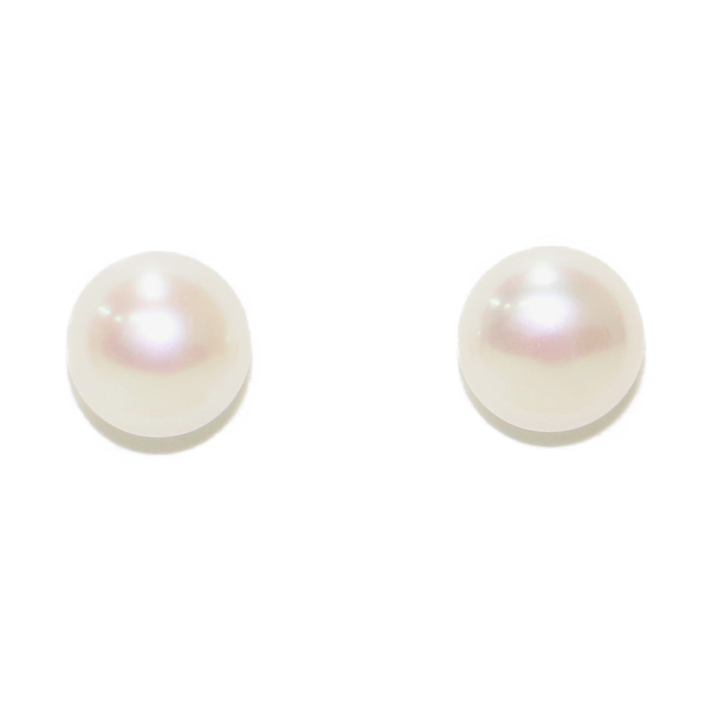 淡水パール ボタン ピアス / Charisma Button White 8.5mm 両耳用 キャッチ一体化構造