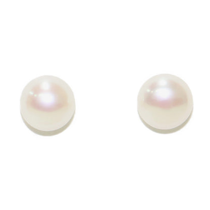 淡水パール ボタン ピアス / Charisma Button White 8.5mm 両耳用 キャッチ一体化構造