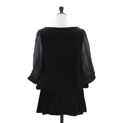VELOUR NOIR ベロア シフォン コンビ ワンピース / チュニック ミニ丈 五分袖 スクエアネック