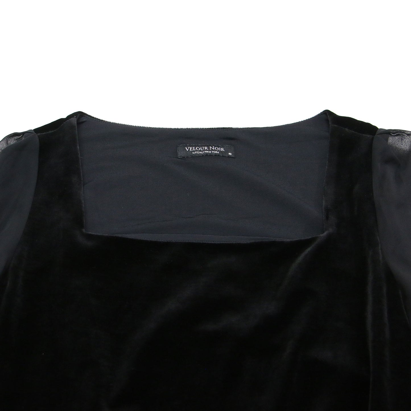 VELOUR NOIR ベロア シフォン コンビ ワンピース / チュニック ミニ丈 五分袖 スクエアネック