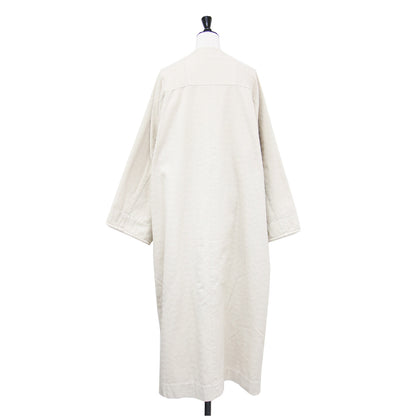 22秋冬 キルト ステッチ ガウン コート / Quilted Stitching Raglan Gown ロング Vネック ノーカラー 長袖 コットン