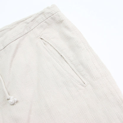 22秋冬 キルト ステッチ イージー パンツ / Quilted Stitching Corded Pants ストレート ドローコード 裾絞りコットン