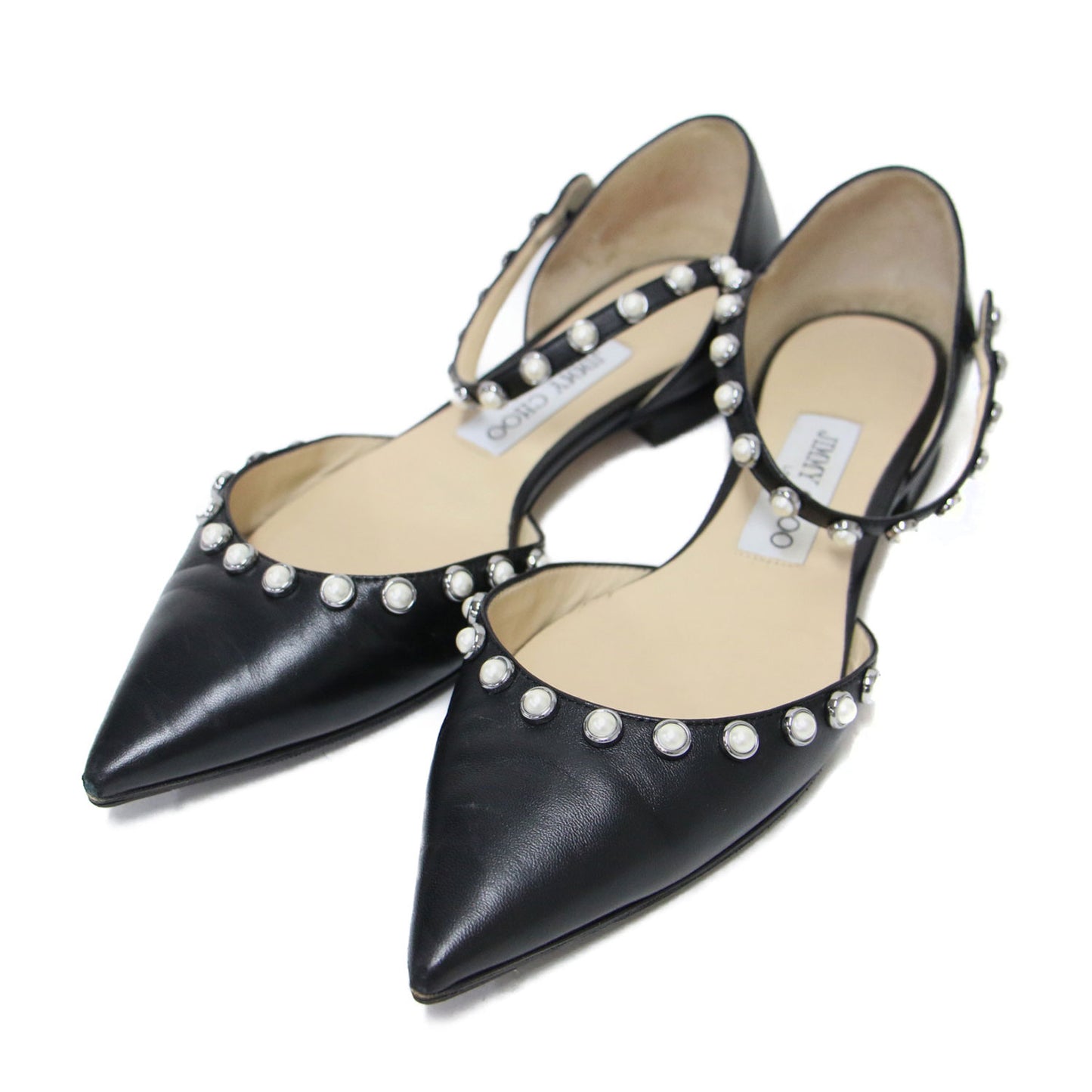 アンクルストラップ フラット パンプス / LEEMA FLAT ポインテッドトゥ パール レザー