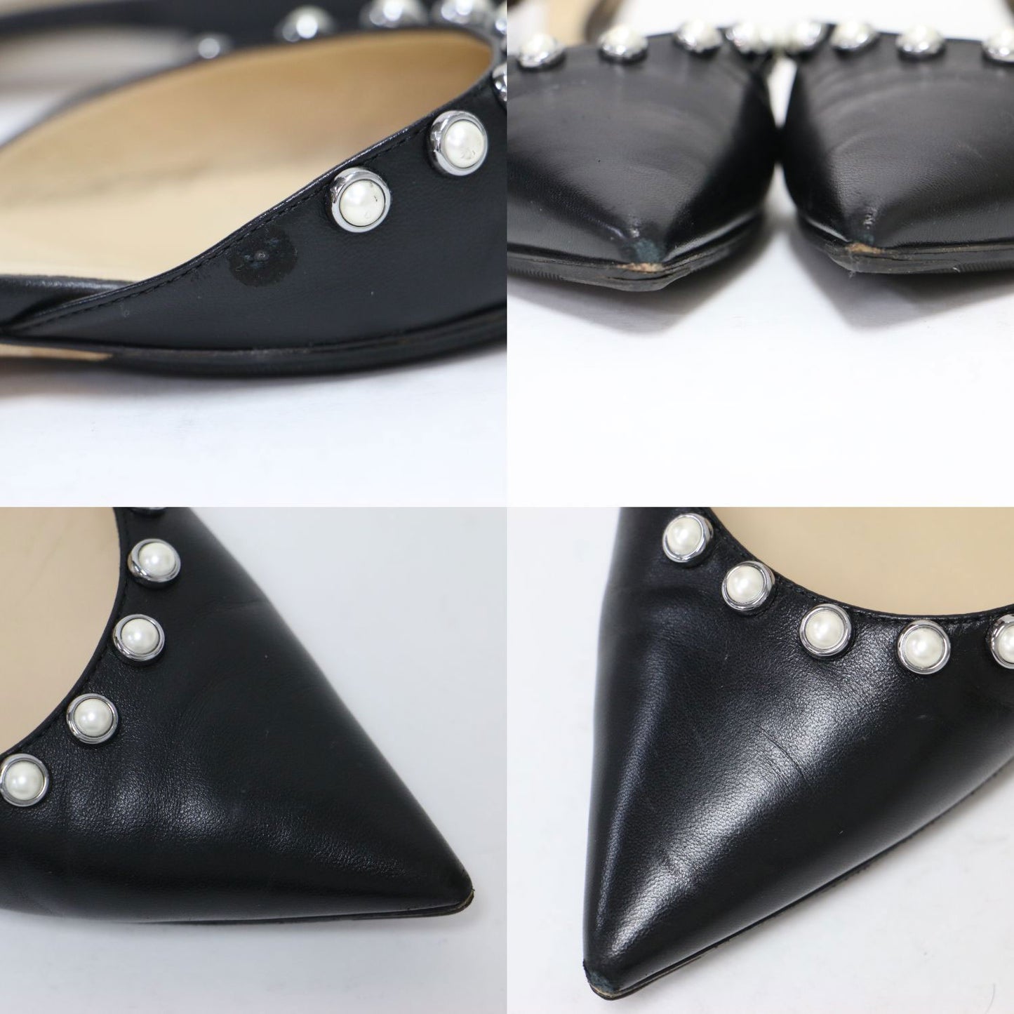 アンクルストラップ フラット パンプス / LEEMA FLAT ポインテッドトゥ パール レザー