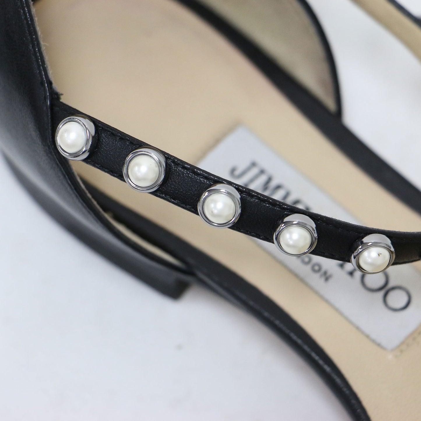 アンクルストラップ フラット パンプス / LEEMA FLAT ポインテッドトゥ パール レザー