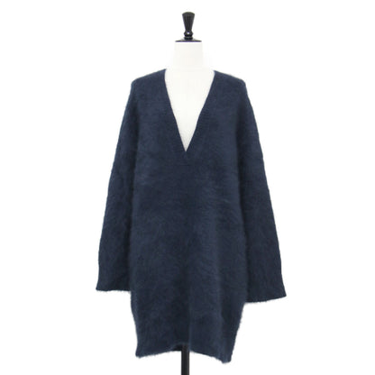 21秋冬 Cashmere Mix Fur 深V プルオーバー / ニット チュニック丈 長袖 Vネック カシミヤ ミックス ファー