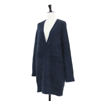 21秋冬 Cashmere Mix Fur 深V プルオーバー / ニット チュニック丈 長袖 Vネック カシミヤ ミックス ファー