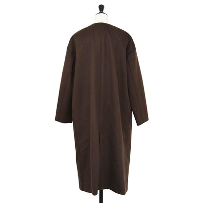 ウール ナイロン ノーカラー コート / ロング Vネック Iライン