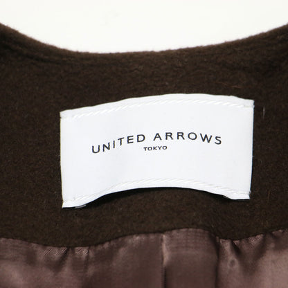 ウール ナイロン ノーカラー コート / ロング Vネック Iライン