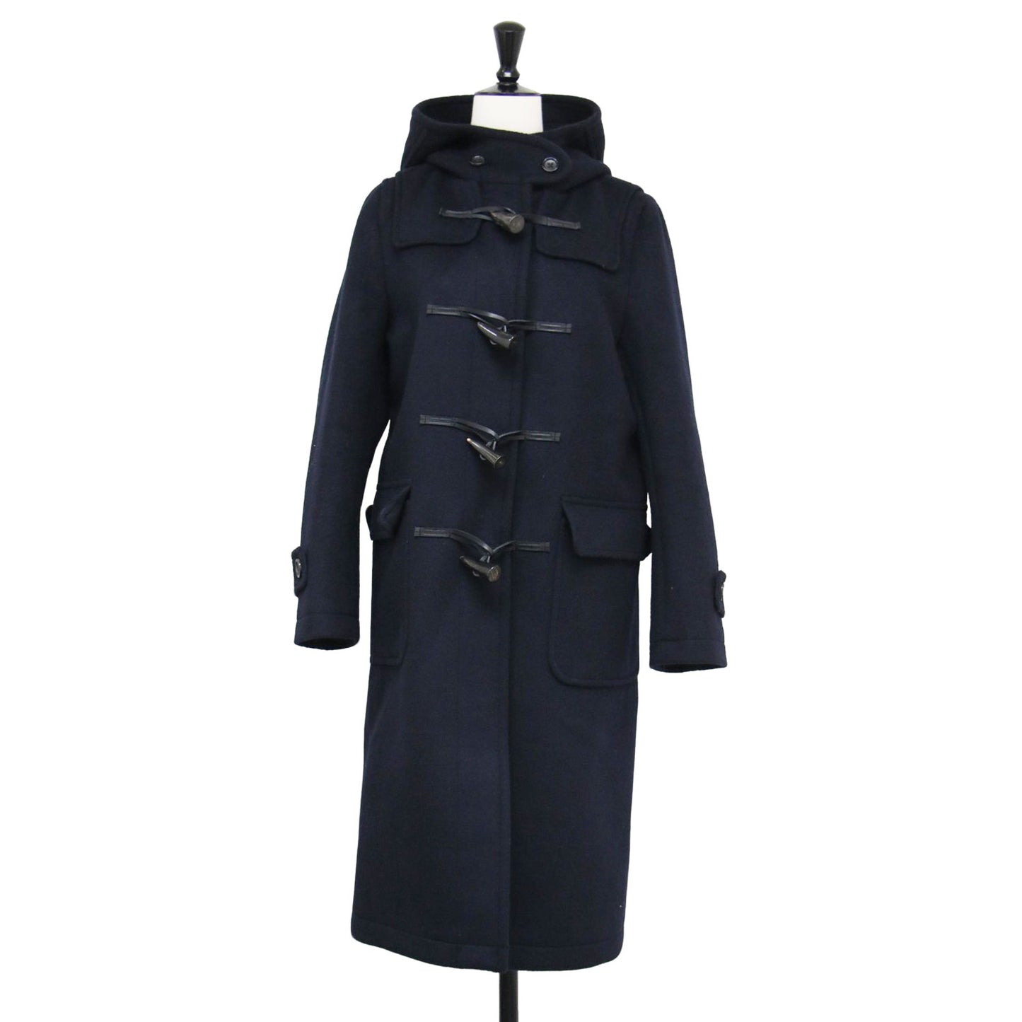 ウール ダッフルコート / ロング フード付き トグル釦 ポケット