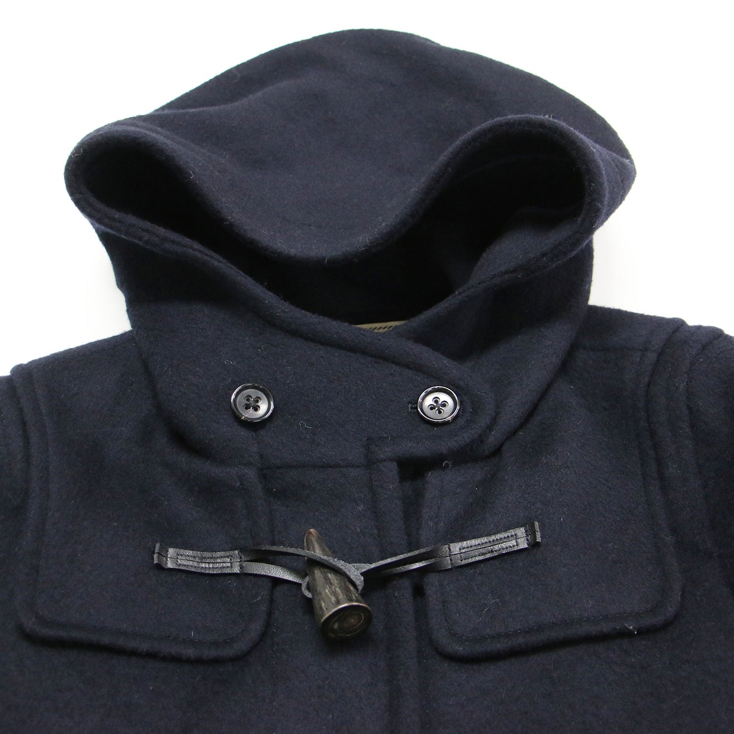 ウール ダッフルコート / ロング フード付き トグル釦 ポケット