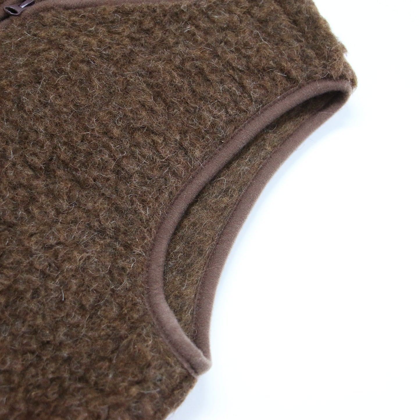 ウール ボア ロング ベスト / ジップアップ Vネック パイピング ポケット