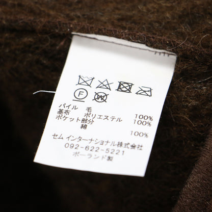 ウール ボア ロング ベスト / ジップアップ Vネック パイピング ポケット