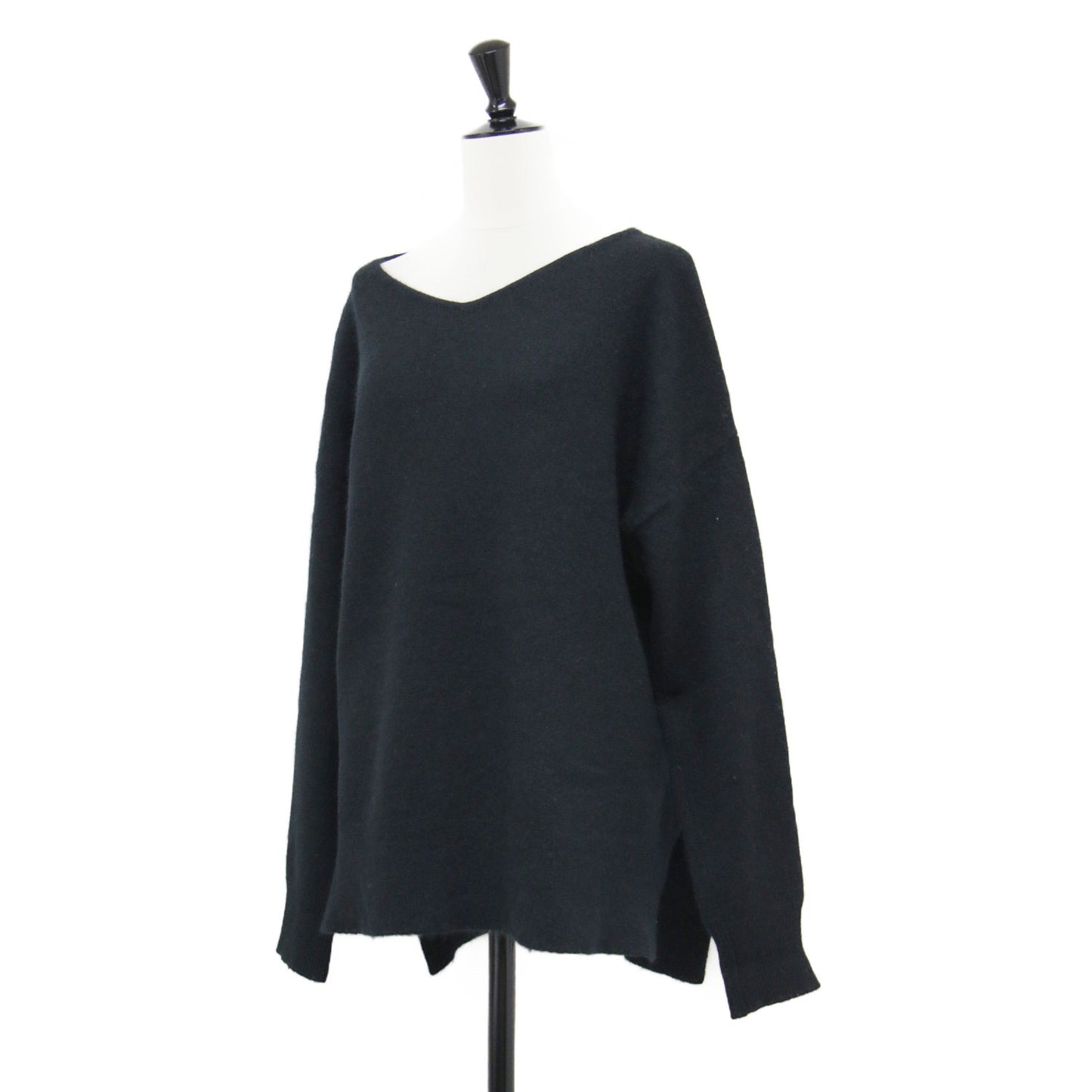 Vネック ファー ニット / プルオーバー 長袖 ウール アンゴラ