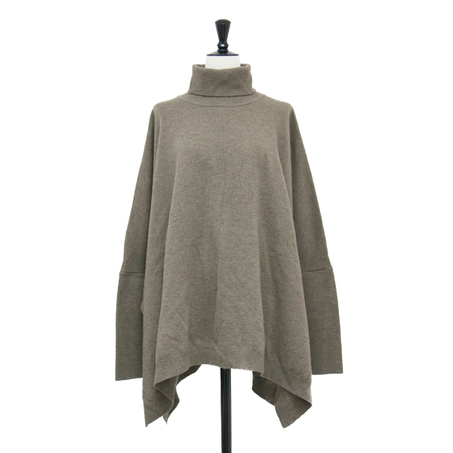 20秋冬 ニット ポンチョ / knit poncho プルオーバー 長袖 タートルネック ワイド オーバーサイズ ウール