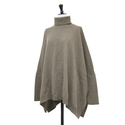 20秋冬 ニット ポンチョ / knit poncho プルオーバー 長袖 タートルネック ワイド オーバーサイズ ウール