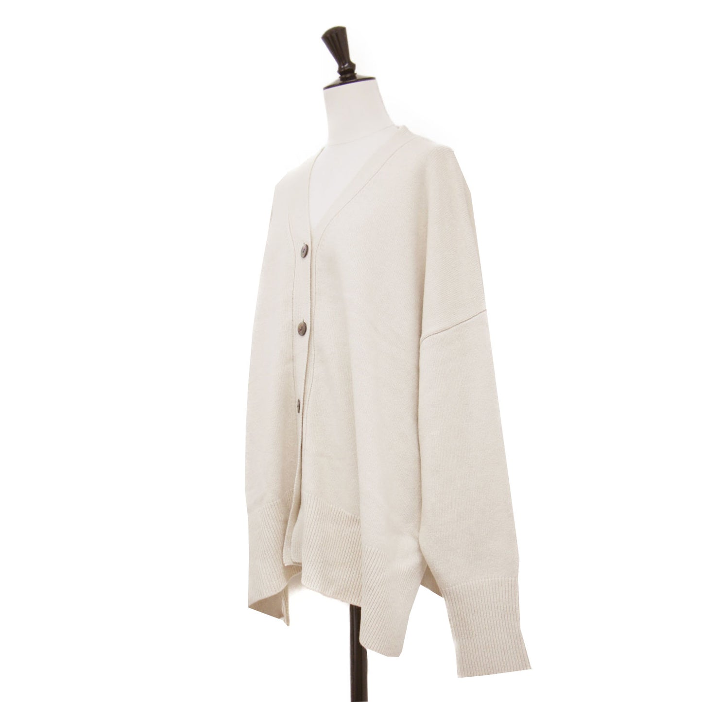 Vネック ワイド カーディガン / ニット 長袖 オーバーサイズ ウール コットン