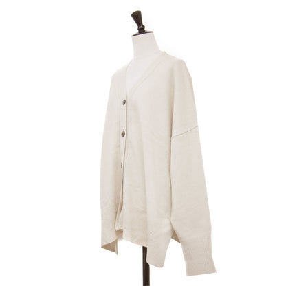 Vネック ワイド カーディガン / ニット 長袖 オーバーサイズ ウール コットン