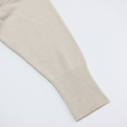 Vネック ワイド カーディガン / ニット 長袖 オーバーサイズ ウール コットン