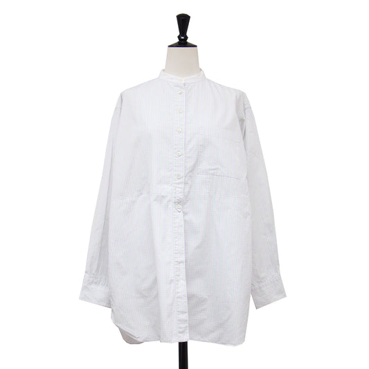 22春夏 チェック柄 スタンドカラー ブザムシャツ / ブラウス 長袖 コットン