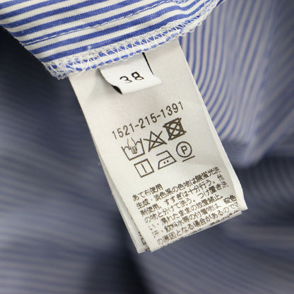 21春夏 ストライプ柄 スタンドカラー フリル シャツ / ブラウス 長袖 コットン