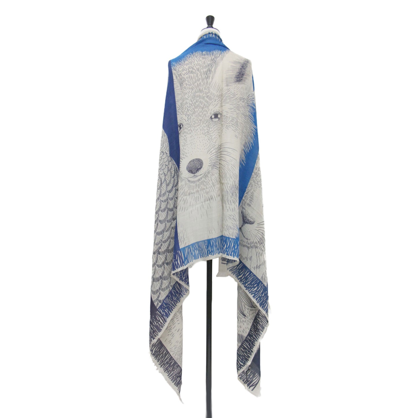 5匹のアニマル柄 ストール / ショール スカーフ 大判 フリンジ ウール