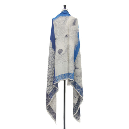 5匹のアニマル柄 ストール / ショール スカーフ 大判 フリンジ ウール