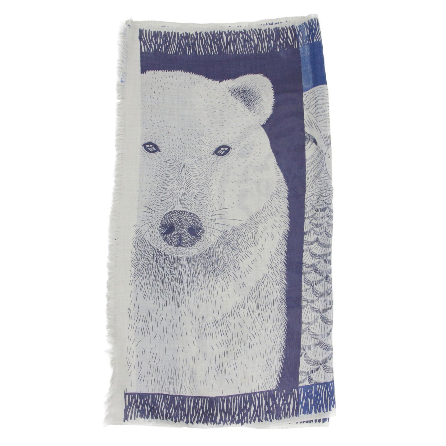 5匹のアニマル柄 ストール / ショール スカーフ 大判 フリンジ ウール