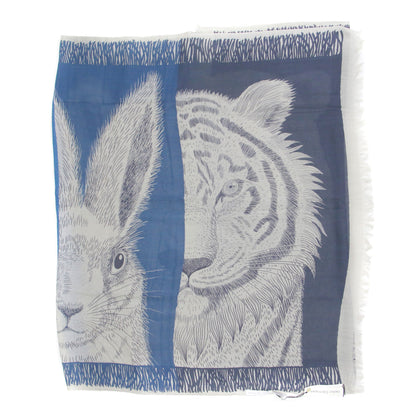 5匹のアニマル柄 ストール / ショール スカーフ 大判 フリンジ ウール
