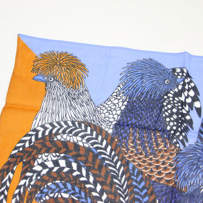 クジャク柄 コットン スカーフ / ストール 正方形 プリント 鳥