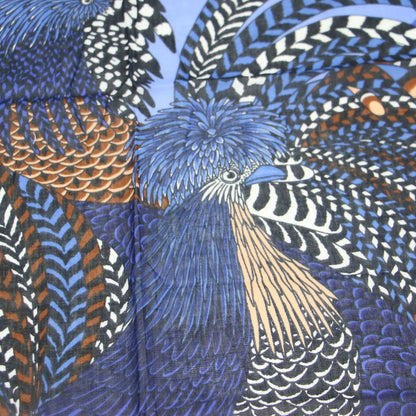 クジャク柄 コットン スカーフ / ストール 正方形 プリント 鳥