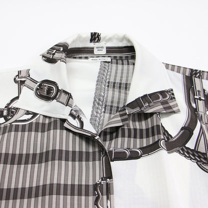 25春夏 カフタン ドレス COACHING REMIX / シャツワンピース ミディ丈 七分袖 ベルト プリント シルク