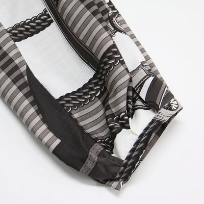 25春夏 カフタン ドレス COACHING REMIX / シャツワンピース ミディ丈 七分袖 ベルト プリント シルク