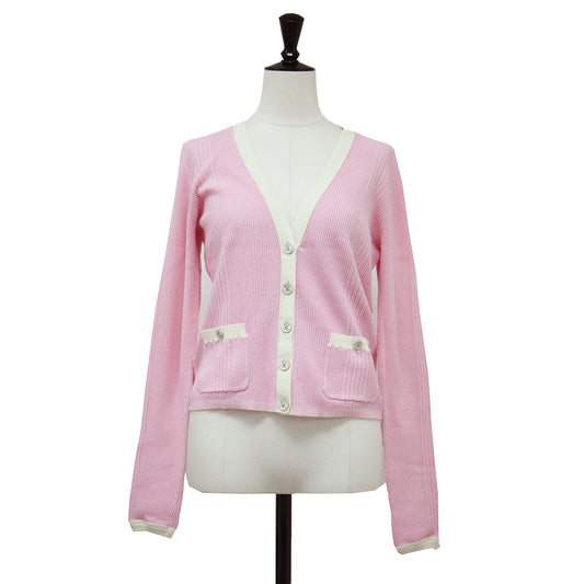 25春夏 ココビーチ カーディガン P78629K11469 / ニット Vネック 長袖 バイカラー コットン