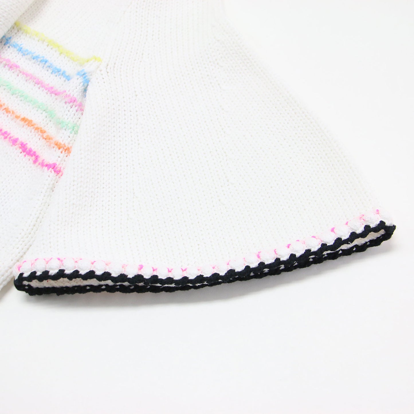 24春夏 アシンメトリー ボーダー ワイドスリーブ ニット P77146K11142 / プルオーバー 五分袖 クルーネック コットン