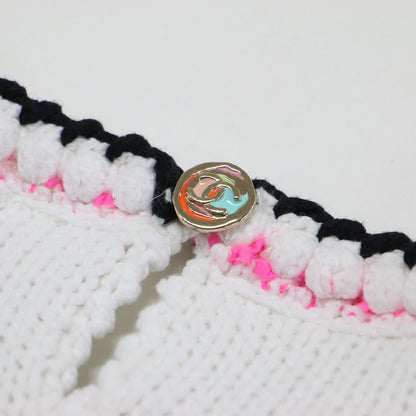 24春夏 アシンメトリー ボーダー ワイドスリーブ ニット P77146K11142 / プルオーバー 五分袖 クルーネック コットン