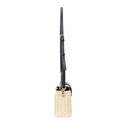 25春夏 カプシーヌ MINI M26003 / ハンドバッグ ショルダー 2WAY LVロゴ コンビ レザー ラタン