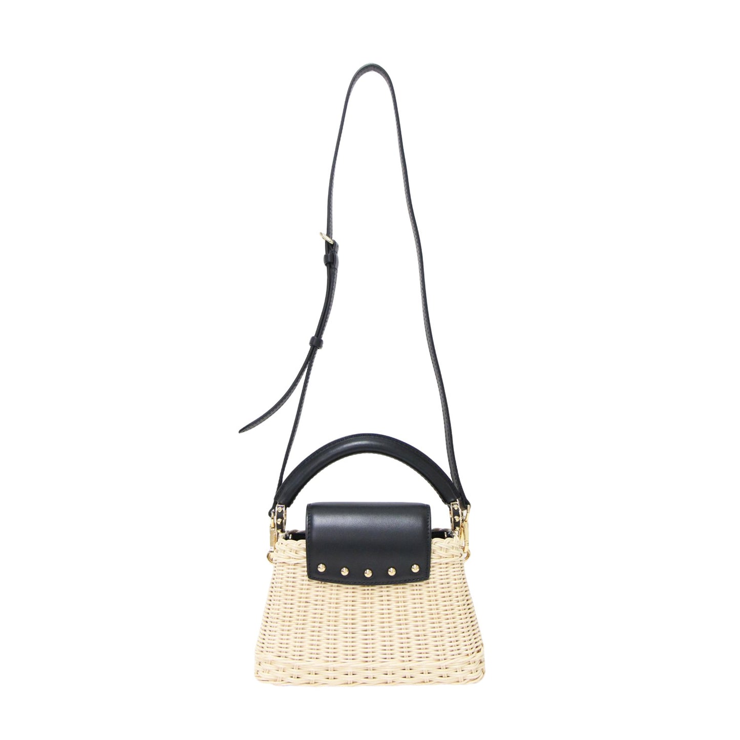 25春夏 カプシーヌ MINI M26003 / ハンドバッグ ショルダー 2WAY LVロゴ コンビ レザー ラタン