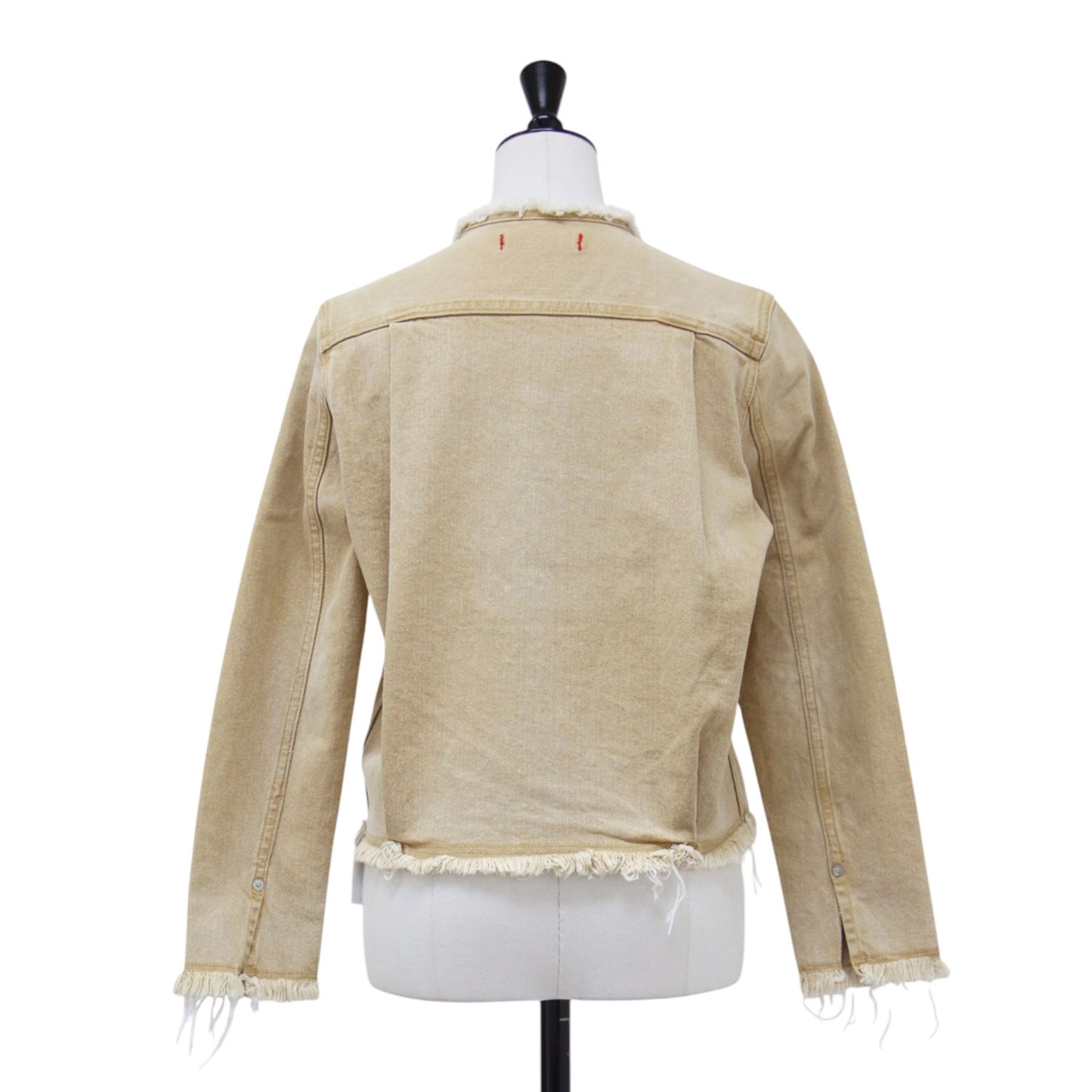 × RED CARD 別注 21春夏 ノーカラー タック デニムジャケット / 長袖 クロップド丈 コンパクト フリンジ ストレッチ コットン