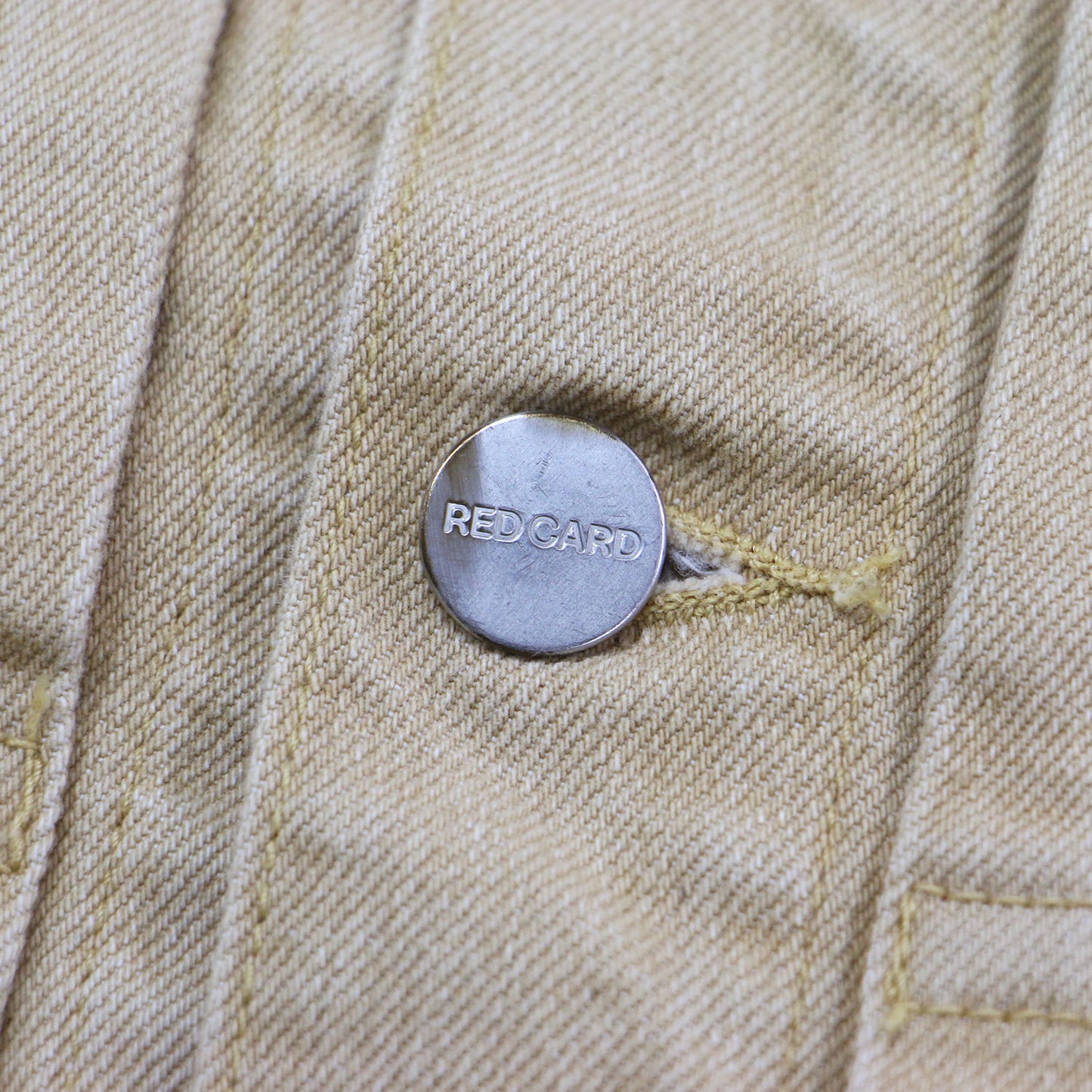 × RED CARD 別注 21春夏 ノーカラー タック デニムジャケット / 長袖 クロップド丈 コンパクト フリンジ ストレッチ コットン