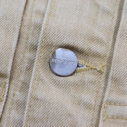 × RED CARD 別注 21春夏 ノーカラー タック デニムジャケット / 長袖 クロップド丈 コンパクト フリンジ ストレッチ コットン