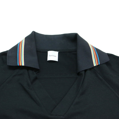 シグネチャー ジャージー カットソー / プルオーバー 長袖 スキッパーカラー ワイド スリット ポロ ストレッチ