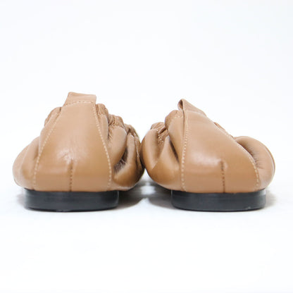 スクエアトゥ ギャザー パンプス / GatherFLT フラット レザー