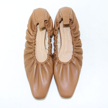 スクエアトゥ ギャザー パンプス / GatherFLT フラット レザー