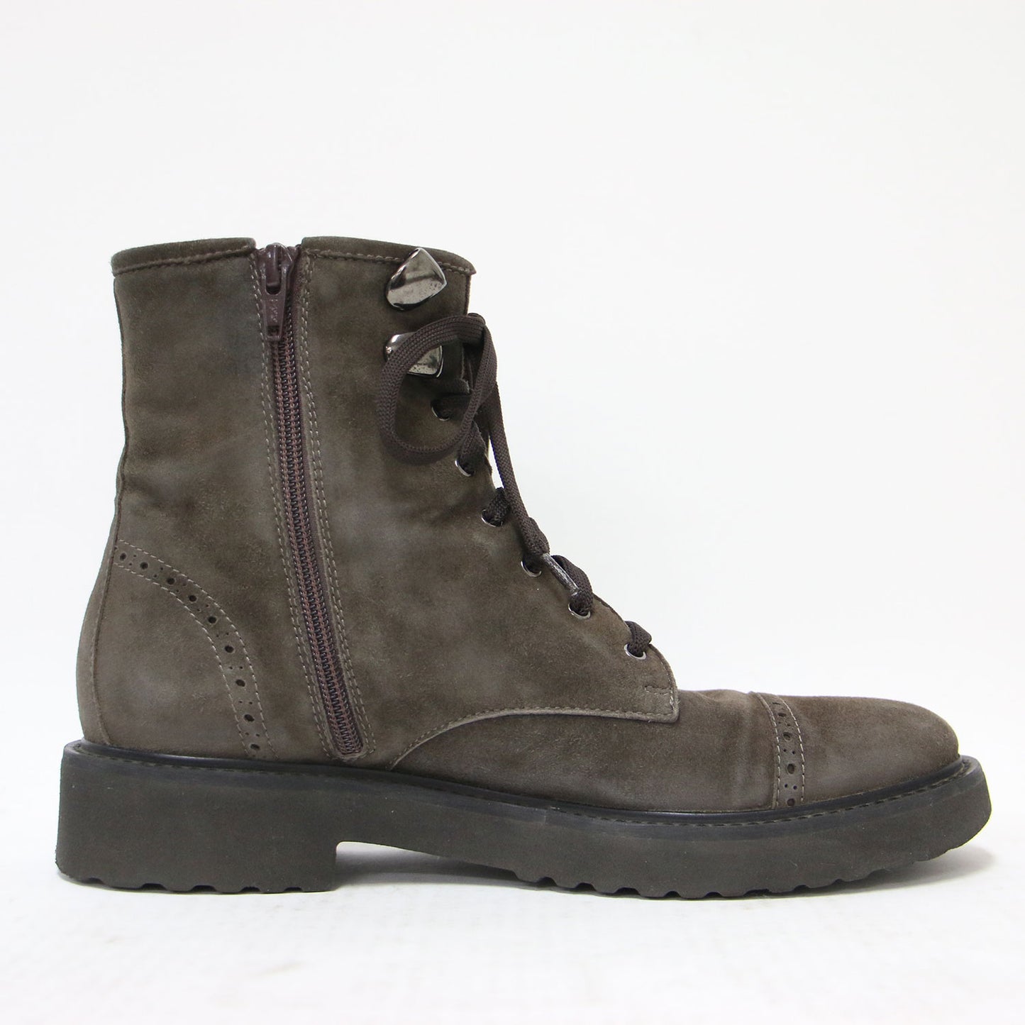 レースアップ スウェード ショートブーツ / フラット 厚底 ゴアテックス レザー