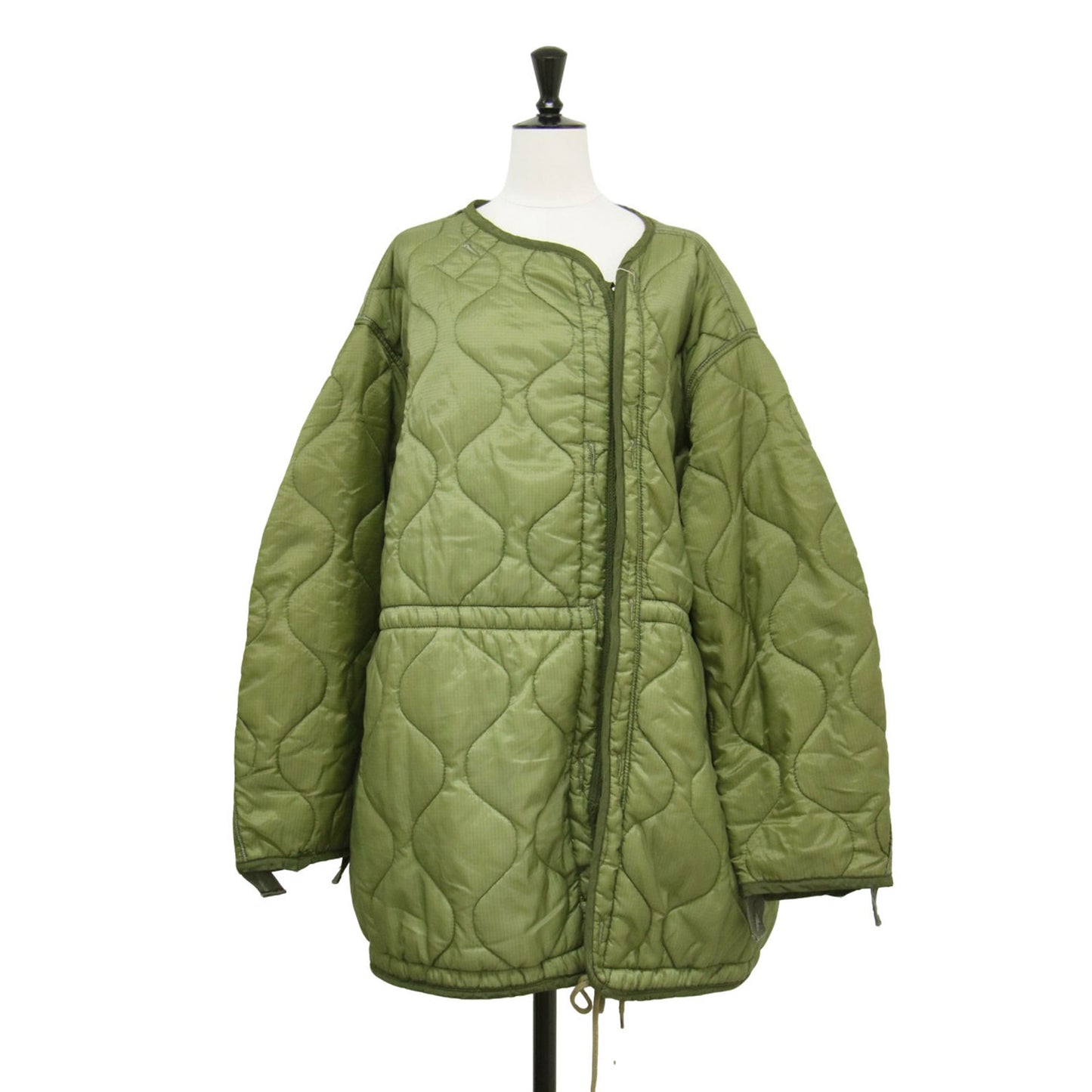 21春夏 キルティングジャケット / BONUM Remake quilting jacket ノーカラー 長袖 ミディ丈 リメイク オーバーシルエット ダブルファスナー