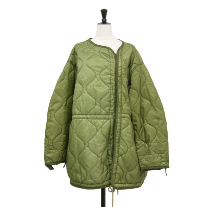 21春夏 キルティングジャケット / BONUM Remake quilting jacket ノーカラー 長袖 ミディ丈 リメイク オーバーシルエット ダブルファスナー